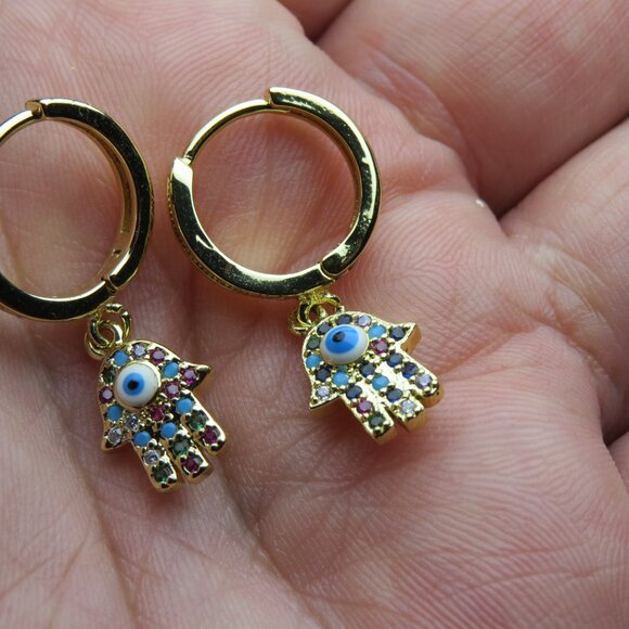 14k Turquoise ruby  sapphire Earring - Picture 3 of 3